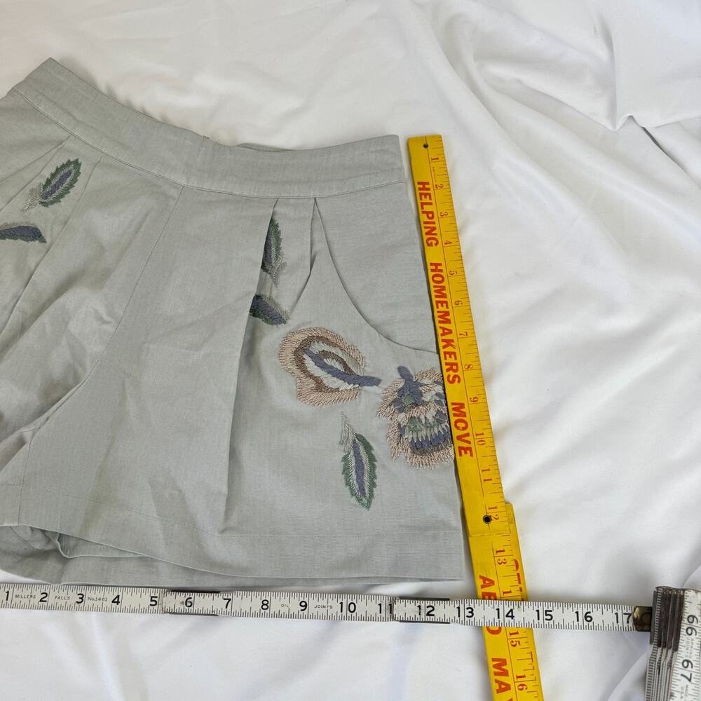 Anthropologie Suno Shorts XS High Rise Embroidered Grey Boho Cottage Summer - Picture 8 of 13